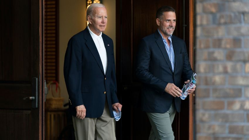 President Joe Biden and his son Hunter Biden leave Holy Spirit Catholic Church in Johns Island, S.C., after attending a Mass, Saturday, Aug. 13, 2022. Biden is in Kiawah Island with his family on vacation. 