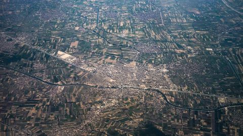 An aerial view of Minya al-Qamh agricultural region in Sharqiyah province.