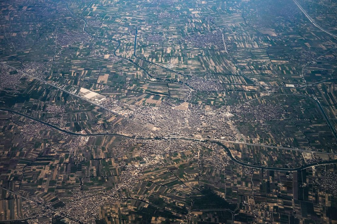 An aerial view of Minya al-Qamh agricultural region in Sharqiyah province.