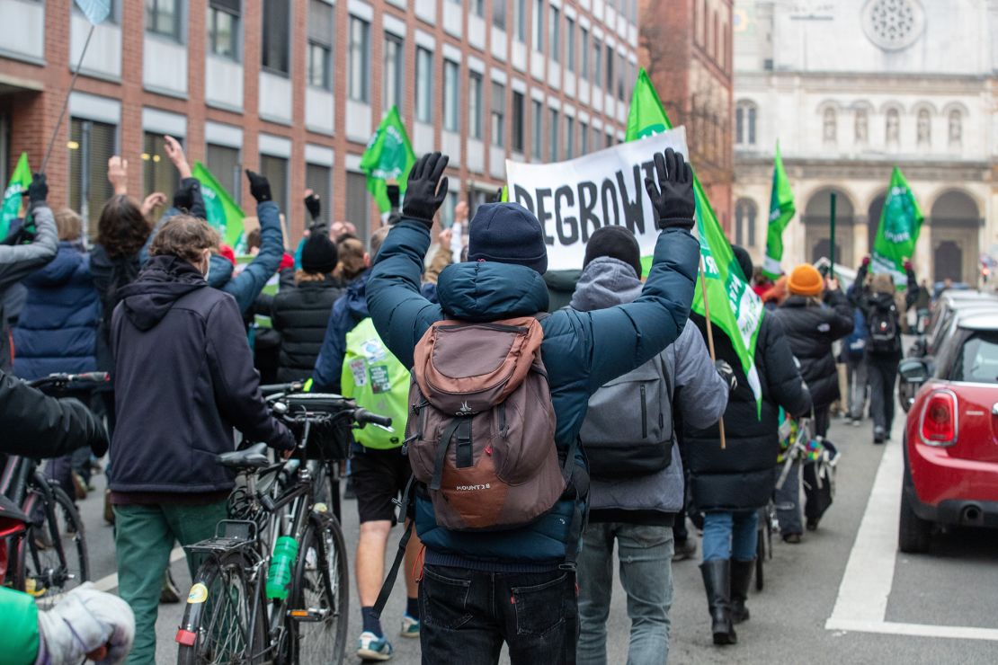 Climate activists, including degrowth supporters, gathered in Munich on November 12, 2021.