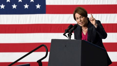 Maura Healey speaks during a get-out-the-vote event in Boston on November 2, 2022.