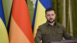 Ukraine's President Volodymyr Zelensky speaks during a joint press conference with his German counterpart in Kyiv on October 25, 2022. (Photo by Genya SAVILOV / AFP) (Photo by GENYA SAVILOV/AFP via Getty Images)