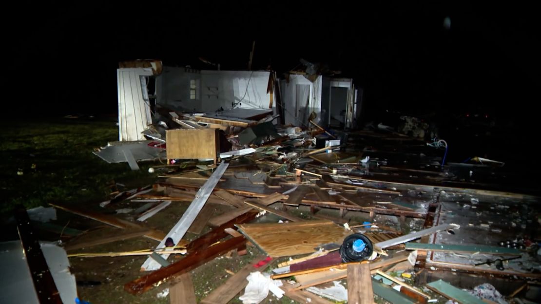 Tornado damage in Hopkins County, Texas. 