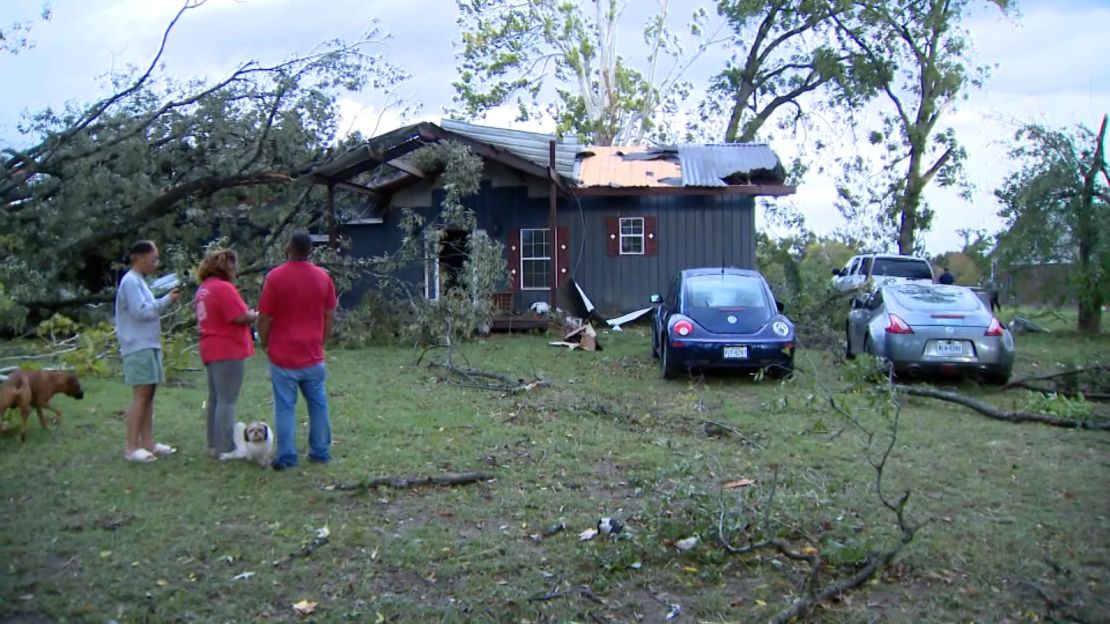 Damage is seen in Hopkins County, Texas.