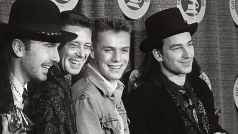 The members of U2 in an undated photo, from left: The Edge, Adam Clayton, Larry Mullen Jr. and Bono.