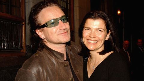 Bono and wife Ali Hewson attend a Special Olympics party at the Clarence Hotel on June 21, 2003, in Dublin, Ireland.