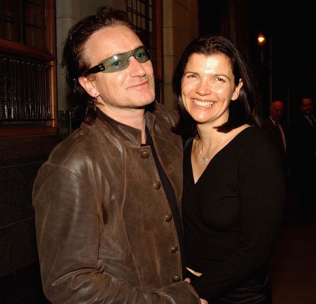 Bono and wife Ali Hewson attend a Special Olympics party at the Clarence Hotel on June 21, 2003, in Dublin, Ireland. 