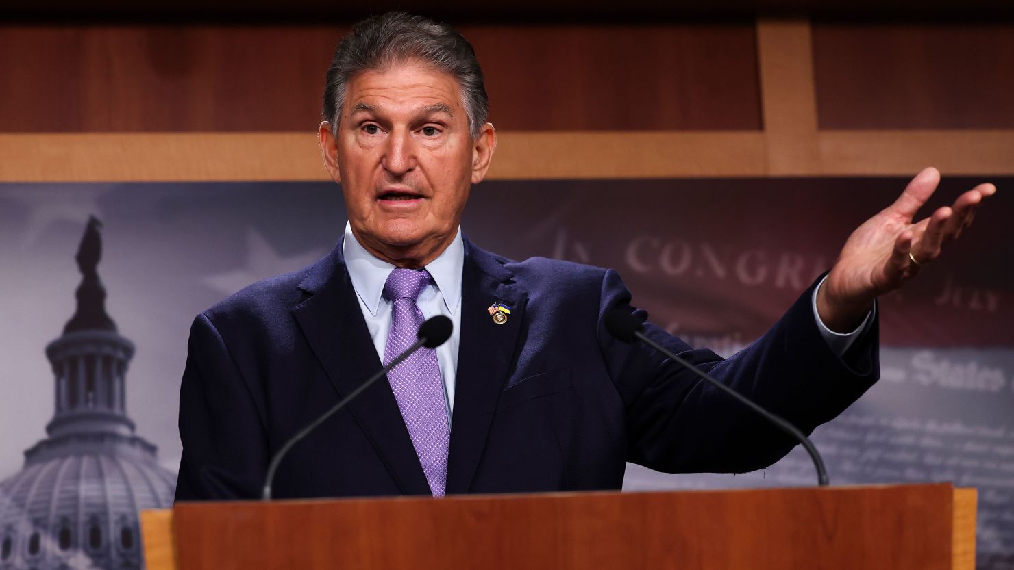 Democratic Sen. Joe Manchin of West Virginiaspeaks at a press conference at the US Capitol on September 20, 2022 in Washington, DC. 