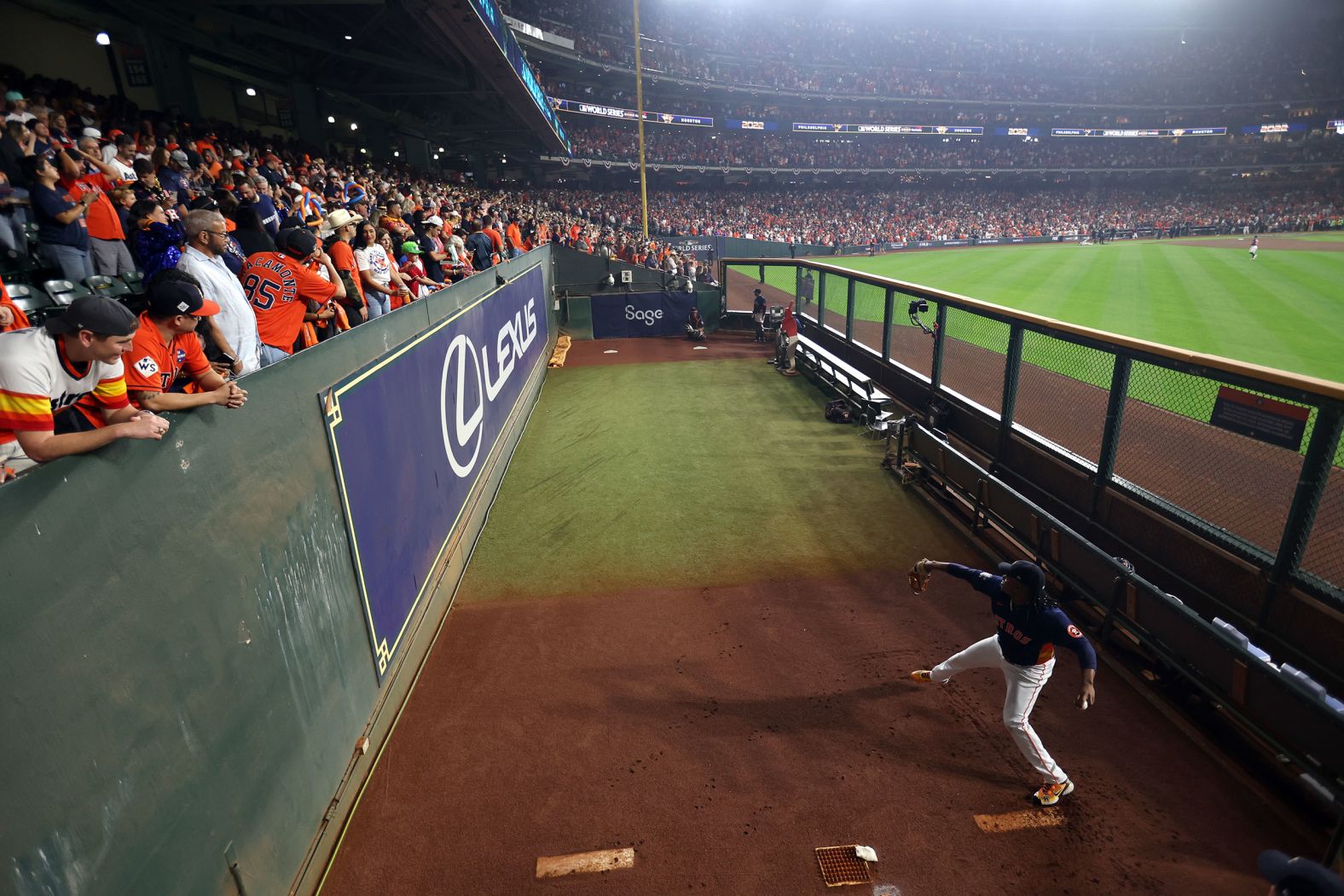 Houston's Framber Valdez warms up in the bullpen before Saturday's game.