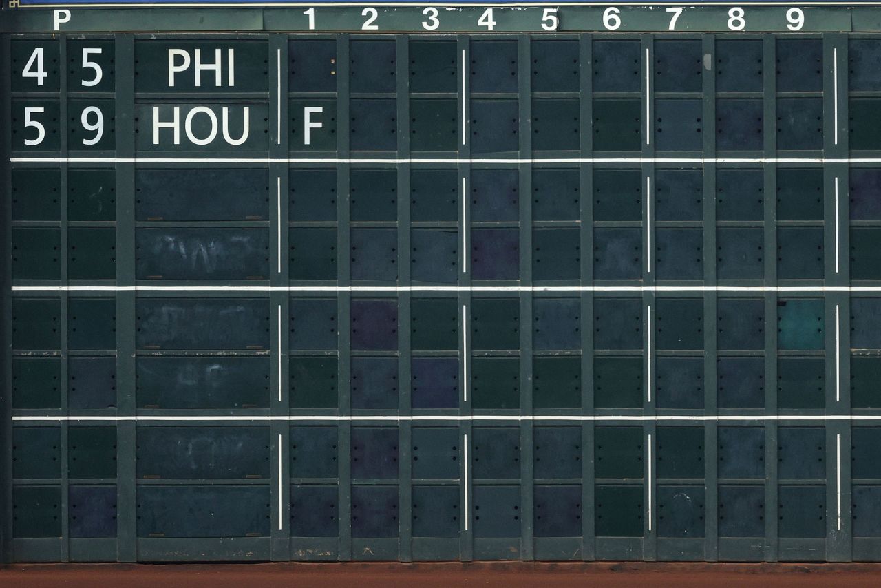 A view of the Minute Maid Park scoreboard after the completion of Game 6 on Saturday.