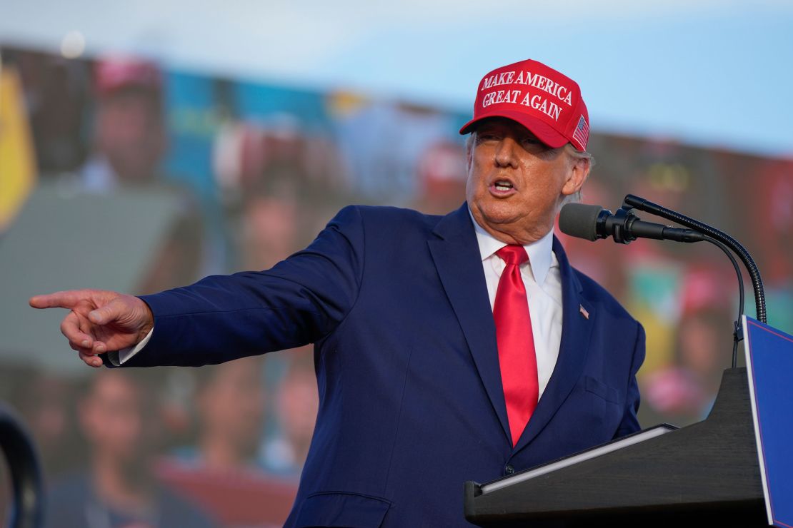 Former President Donald Trump speaks at a campaign rally in support of the campaign of GOP Sen. Marco Rubio at the Miami-Dade County Fair and Exposition on Sunday, Nov. 6, 2022, in Miami. 