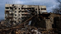 Mandatory Credit: Photo by HANNIBAL HANSCHKE/EPA-EFE/Shutterstock (13610960n)
A destroyed residential building in Arkhanhelske, in the northern Kherson region, 06 November 2022. The city of Kherson on the Black Sea coast was seized by Russia in the first month after its invasion of Ukraine on 24 February. Now it appears that Russia might be about to give up at least part of it as it prepares defensive lines for the winter.
Russian invasion of Ukraine, Arkhanhelske - 06 Nov 2022