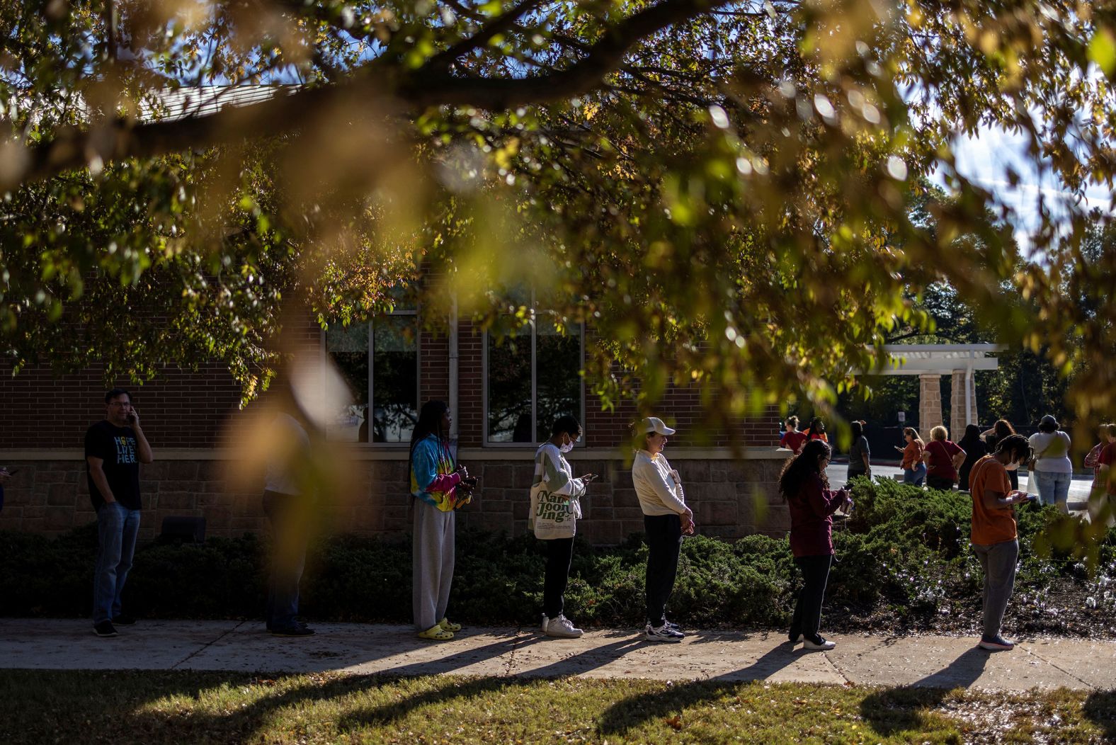 People wait in line to cast their ballots in Mableton, Georgia, on November 4.