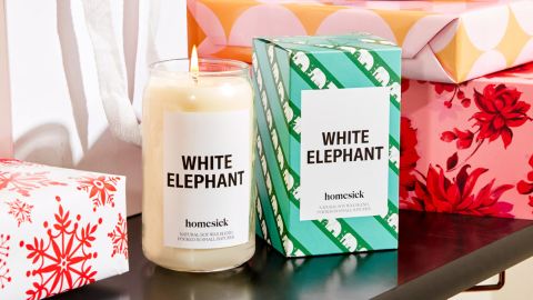 White elephant candle is homesick