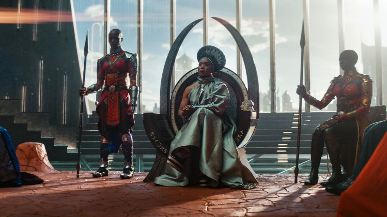 Florence Kasumba, Angela Bassett and Danai Gurira in Marvel's "Black Panther: Wakanda Forever."
