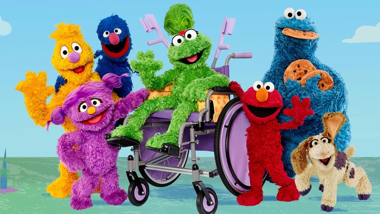 Ameera, an 8-year-old Muppet, uses a wheelchair and forearm crutches on "Ahlan Simsim," the local version of "Sesame Street" in the Middle East and North Africa.