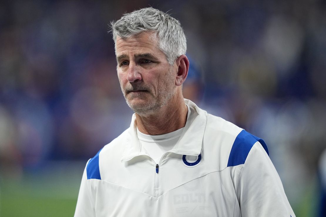 Frank Reich walks off the field after losing 17-16 to the Washington Commanders at Lucas Oil Stadium on October 30 in Indianapolis.