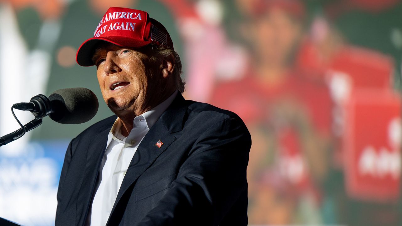 ROBSTOWN, TEXAS - OCTOBER 22: Former U.S President Donald Trump speaks at a 'Save America' rally on October 22, 2022 in Robstown, Texas. The former president, alongside other Republican nominees and leaders held a rally where they energized supporters and voters ahead of the midterm election. 