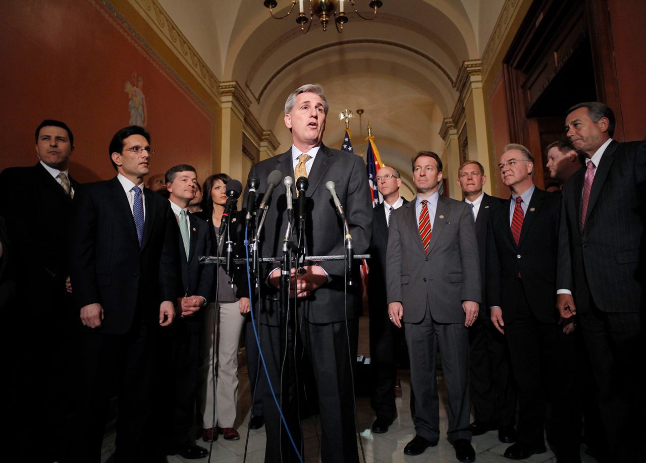McCarthy, as House majority whip, joins other Republicans at a news conference in March 2011.