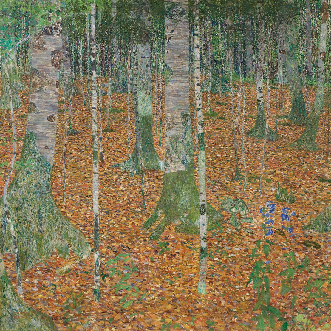 Gustav Klimt's 1903 work "Birch Forest."