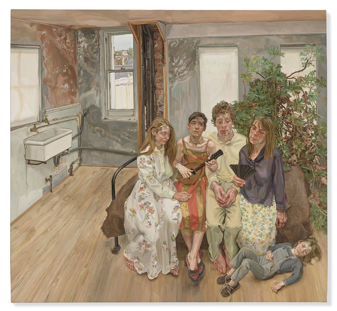 Lucian Freud, "Large Interior, W11 (after Watteau)," sold for a record $86 million.