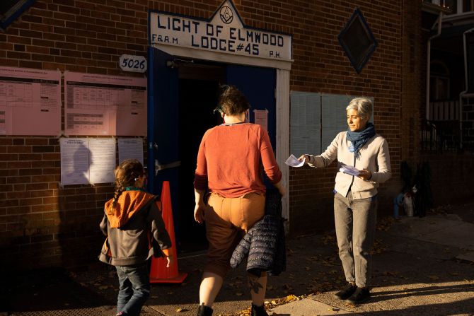 Voters arrive to cast their ballot in Philadelphia.