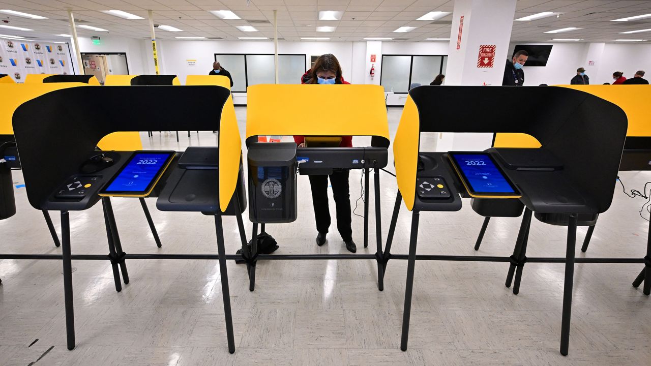 Voters cast their ballots for the 2022 Midterm Elections at the Los Angeles County Registrar in Norwalk, California on November 8, 2022. 