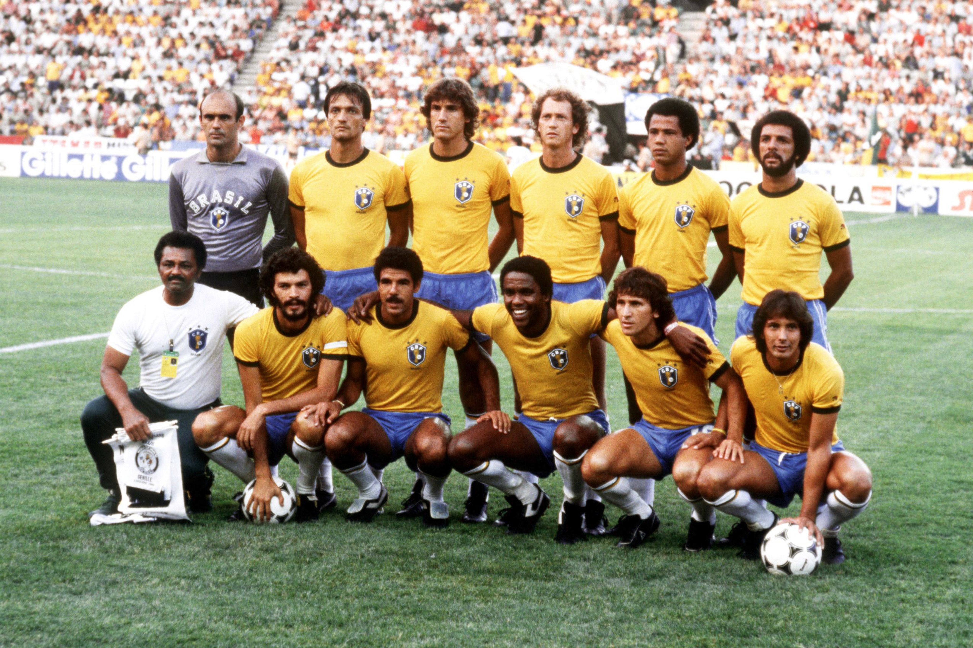 Brazilian soccer team celebrating victories in the world cup