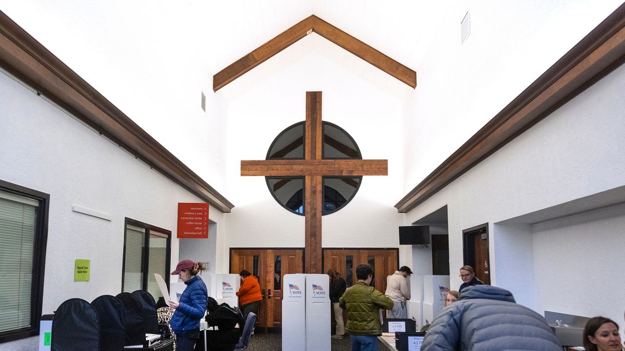 People vote at a church in Boise, Idaho, on Tuesday.