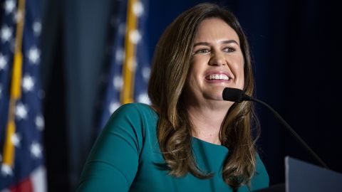 Sarah Huckabee Sanders, former White House press secretary, appears at the America First Policy Institute's America First Agenda Summit in Washington, DC, on July 26, 2022.