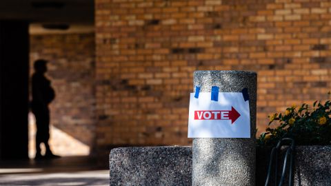 A "Vote" sign outside a polling location in Phoenix on Tuesday, November 8, 2022.