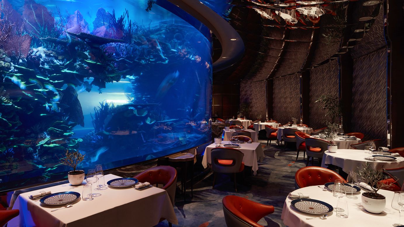 <strong>L'Olivo at Al Mahara, Burj Al Arab: </strong>This being Dubai and the legendary Burj Al Arab hotel, Al Mahara's setting is extraordinary, as diners are served Italian cuisine surrounded by a large coral reef aquarium.