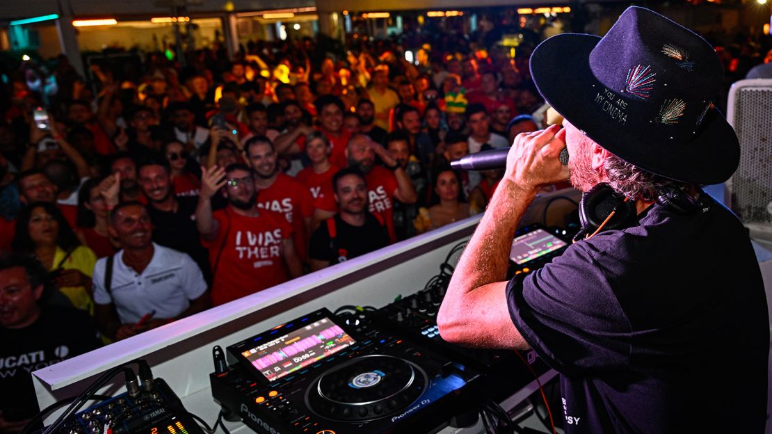 DJ Benny Benassi whips the crowd into a frenzy.