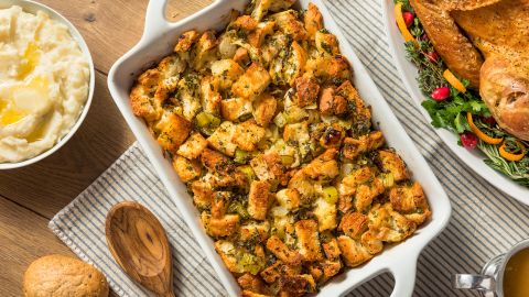 A classic Thanksgivng stuffing flavored with thyme and sage.