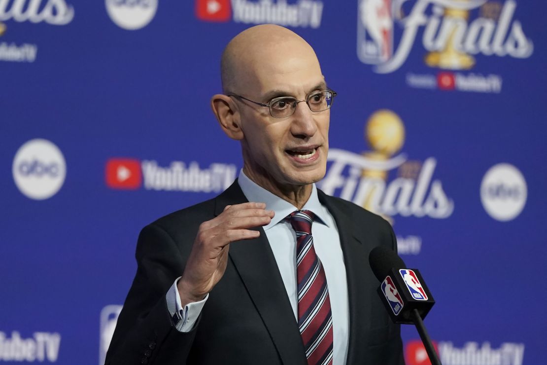 Silver speaks at a news conference before Game 1 of the 2022 NBA Finals. 