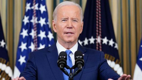 President Joe Biden speaks in the State Dining Room of the White House in Washington, Wednesday, November 9, 2022. 