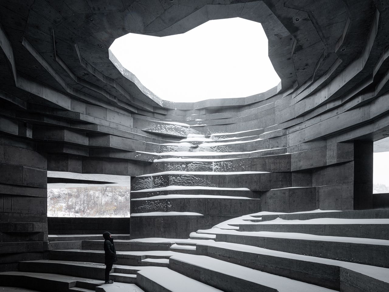 Photographer Hu Kangyu was recognized for his photograph of Open Architecture's Chapel of Sound, an arts venue near the Great Wall of China.
