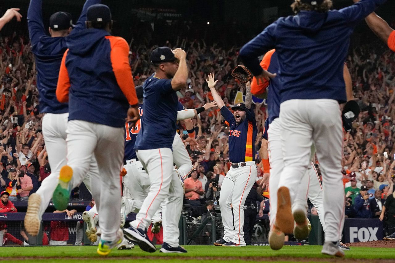 The Houston Astros celebrate after winning the <a href="http://www.cnn.com/2022/10/28/sport/gallery/world-series-2022/index.html" target="_blank">World Series</a> on Saturday, November 5. The Astros defeated the Philadelphia Phillies in six games to clinch their first world title since 2017.