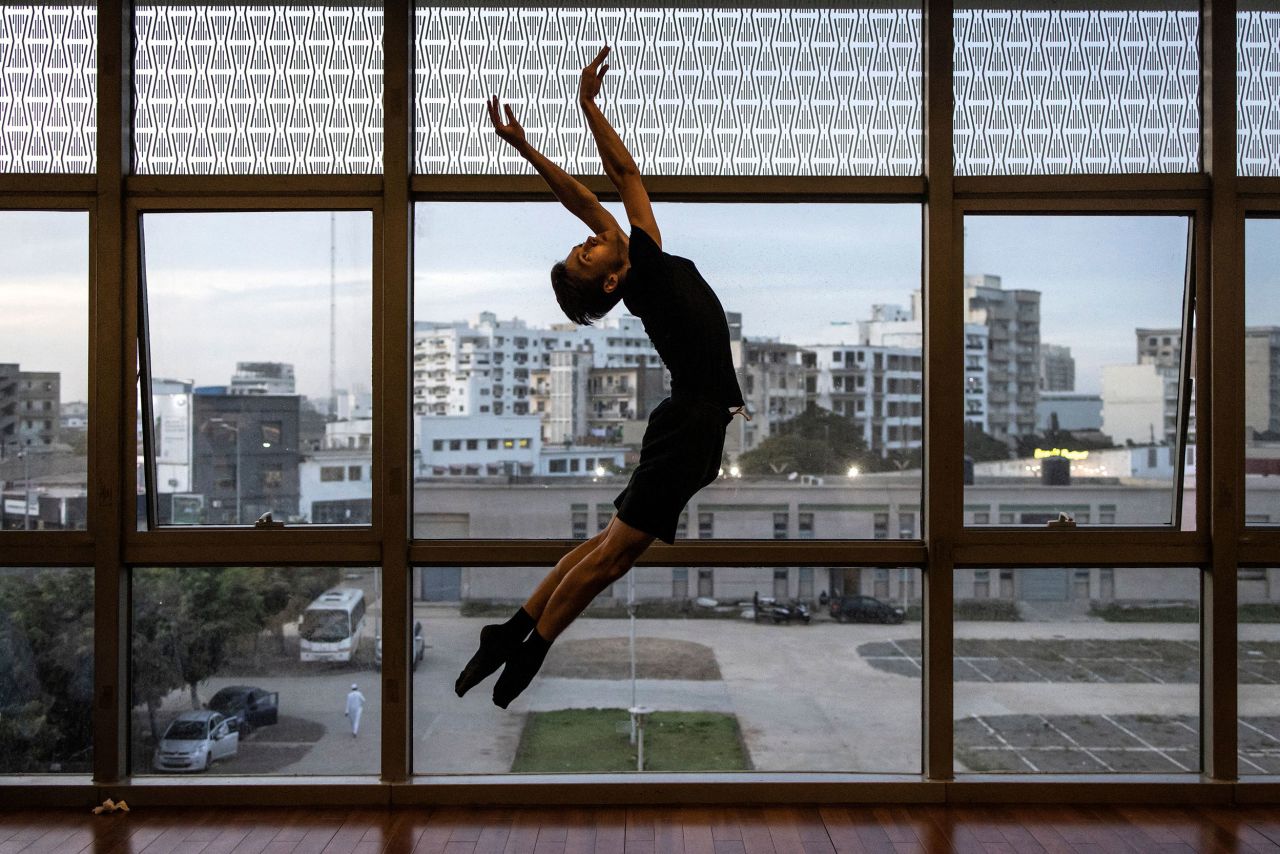 Professional dancer Timur Khaiullin poses Friday, November 4, during a training session for an upcoming performance of "The Nutcracker" in Dakar, Senegal.