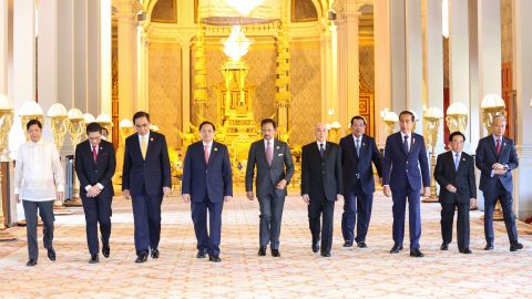 Leaders of Southeast Asian nations make courtesy call to Cambodia's king before a summit in Phnom Penh on November 10, 2022. 