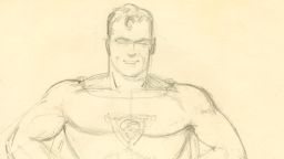 Superman sketch by Joe Shuster, dedicated to Helen Louise. 1939