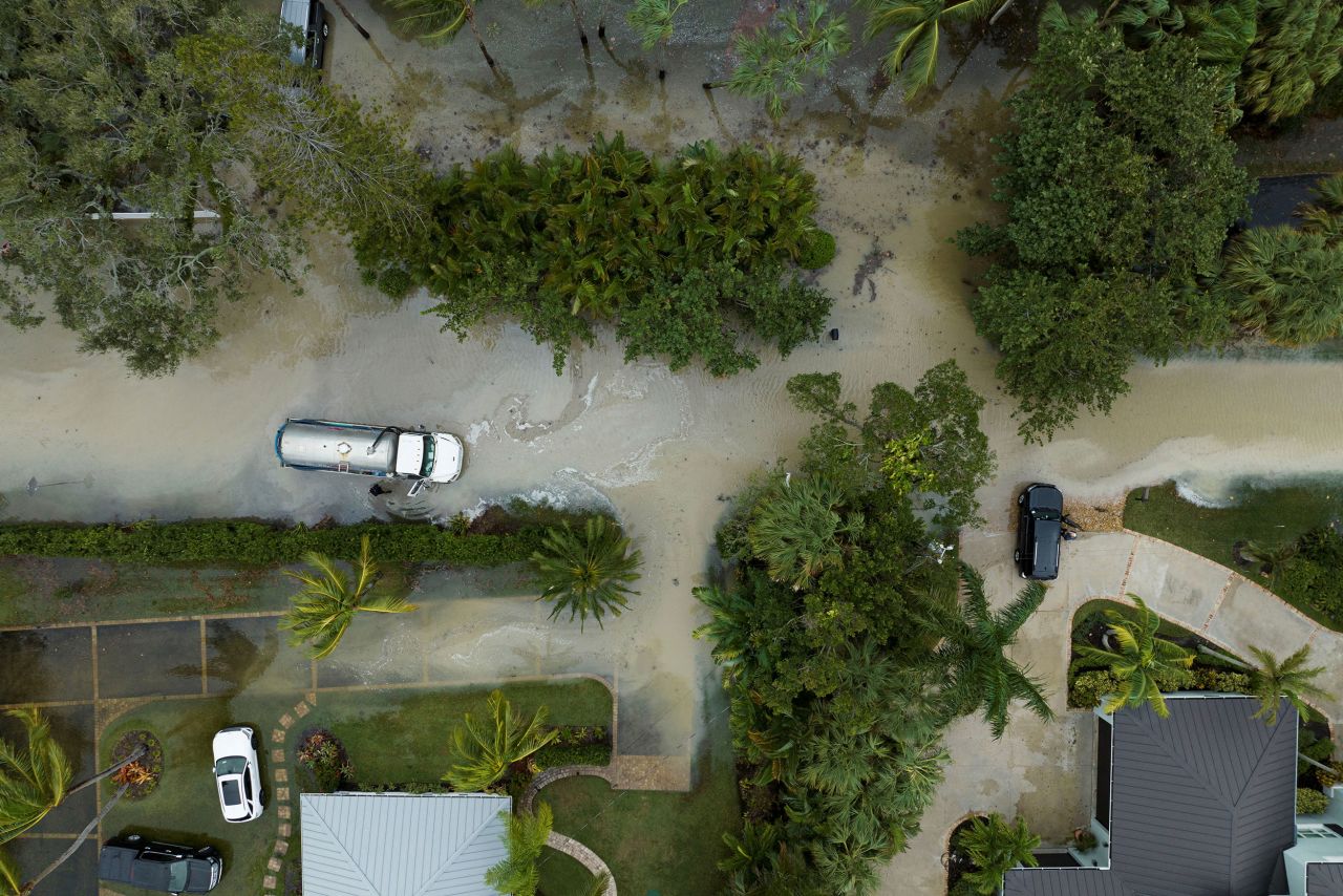 This aerial photo shows a flooded street in Vero Beach on Thursday.