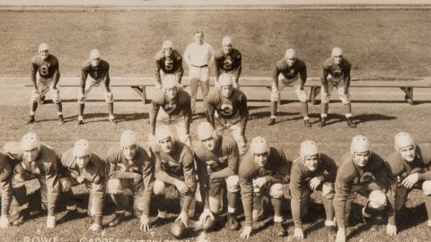 A Detroit Lions football team photo from circa 1934. That year, the Lions began their annual Thanksgiving game tradition, which has continued to this day.
