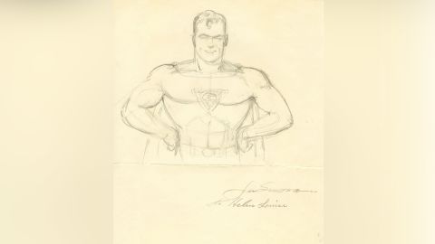 Superman sketch by Joe Shuster, dedicated to Helen Louise. 1939.