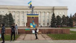 Ukrainians gather in Kherson city centre following RU withdrawal