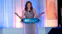 Supreme Court Associate Justice Amy Coney Barrett speaks during the Federalist Society's 40th Anniversary at Union Station in Washington, Monday, Nov. 10, 2022. ( AP Photo/Jose Luis Magana)
