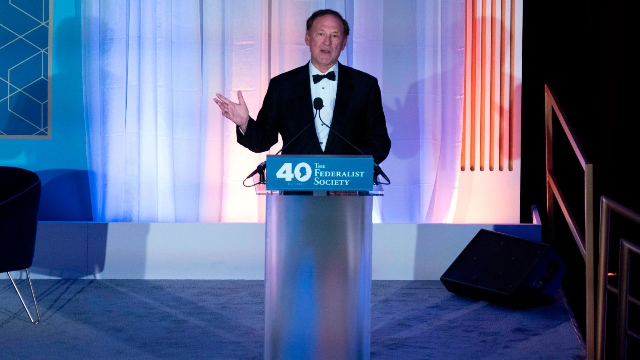 Supreme Court Associate Justice Samuel Alito speaks during the Federalist Society's 40th Anniversary dinner at Union Station in Washington, Monday, Nov. 10, 2022. ( AP Photo/Jose Luis Magana)