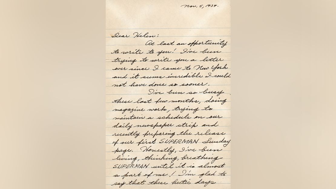 Joe Shuster letter to Helen Cohen, Nov. 5, 1939 (2 of 4).