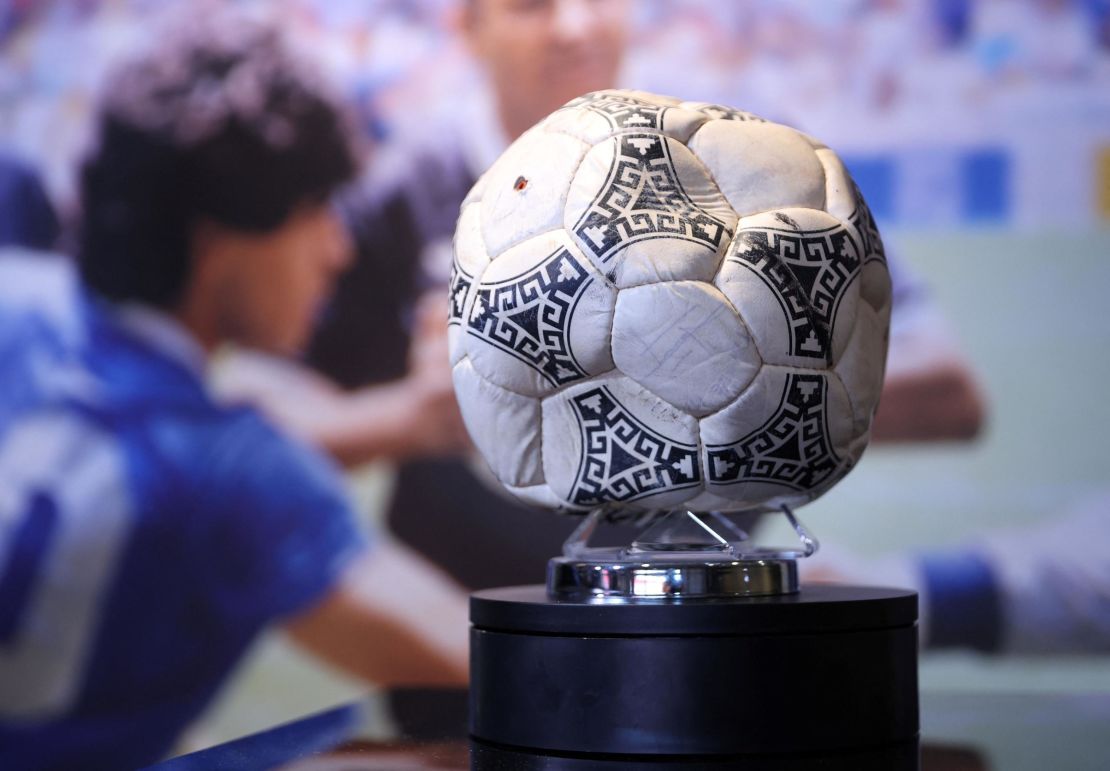 The match ball from the 1986 World Cup quarterfinal is expected to sell for up to $3.3 million. 