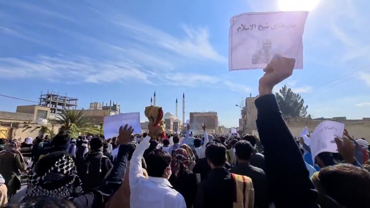 Protesters in Zahedan, the capital of Iran's Sistan and Baluchestan Province, on November 11, 2022.